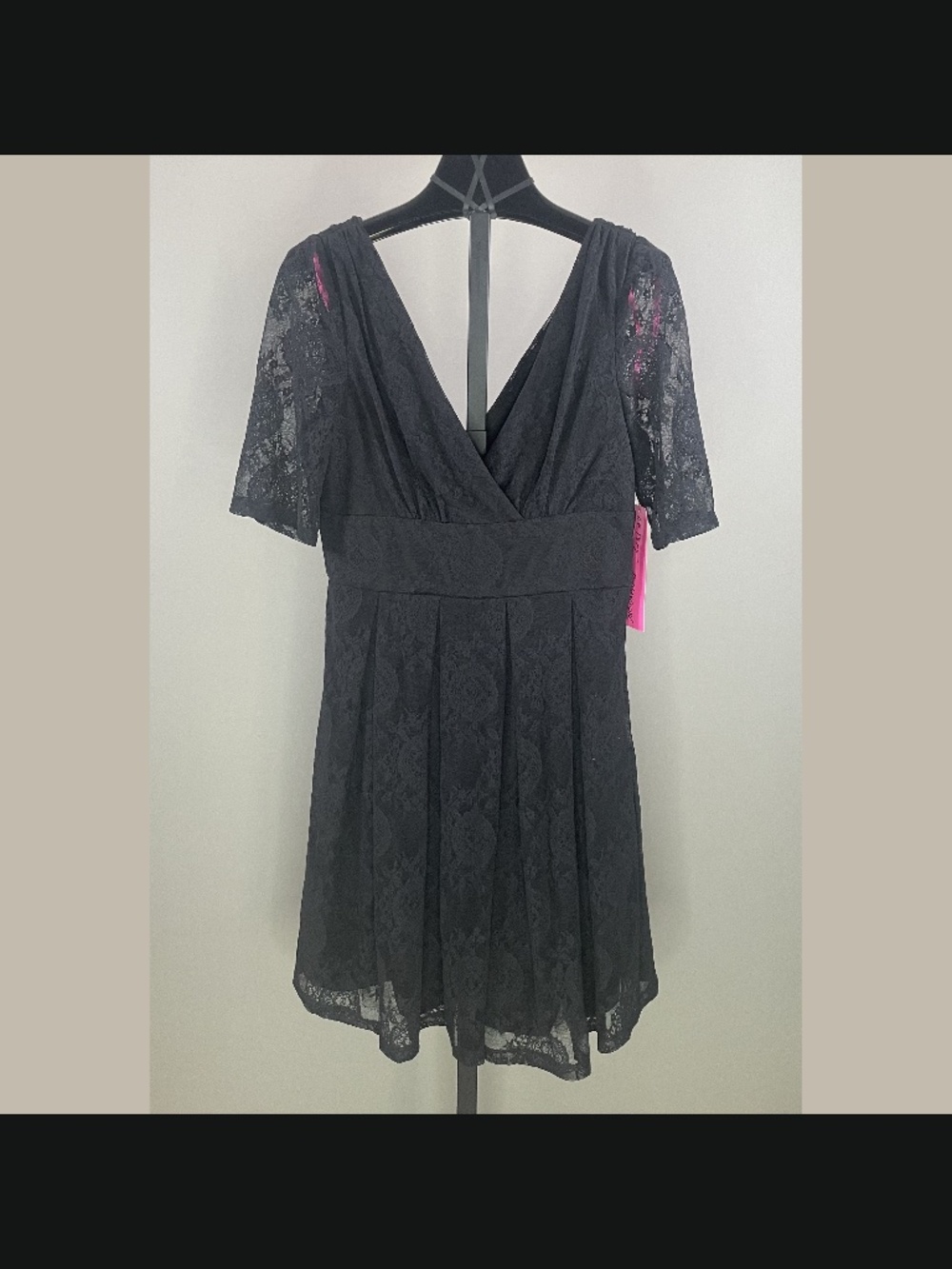 NEW Betsey Johnson Dress Womens 8 black floral lace fit flare whimsy goth